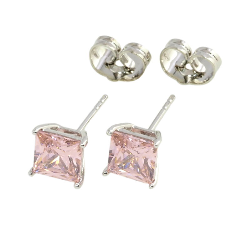 Серьги Xuping Родий пусеты Розовые фианиты 6х6мм фото №14 Серьги Xuping Родий пусеты Розовые фианиты 6х6мм фото №14