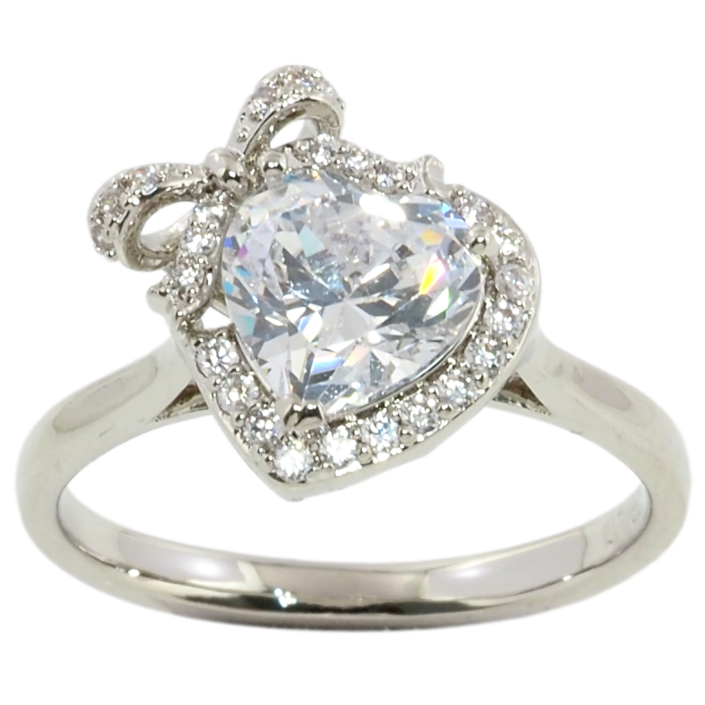 Каблучка Xuping Родій Кришталеве серце з бантом фото №5