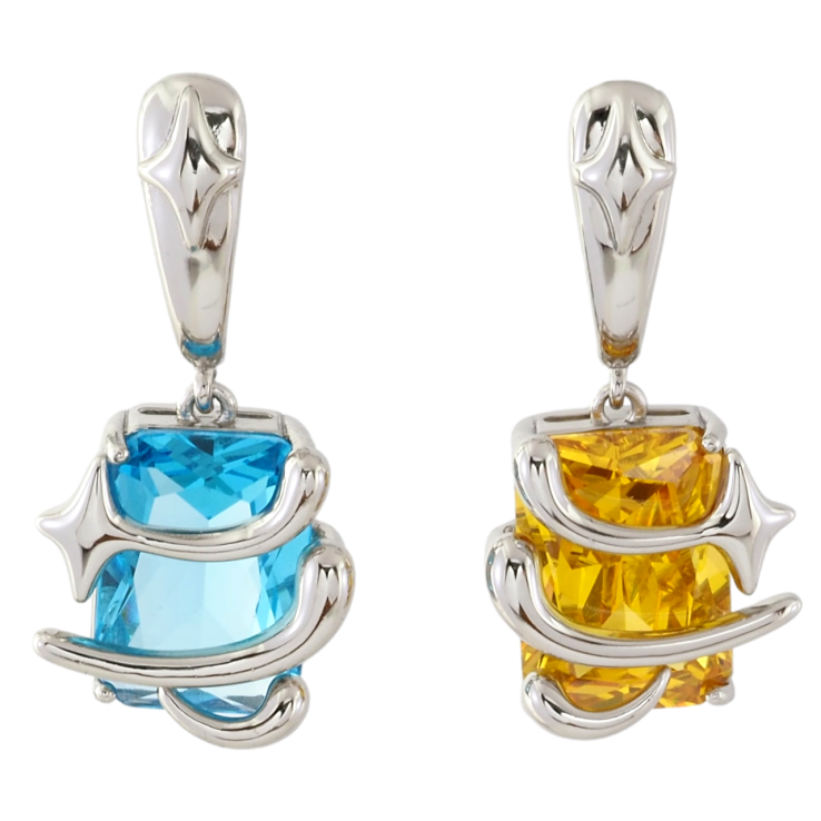 Сережки Xuping колір Родій пусети Підвіски з жовтим і блакитним кристалами фото №19