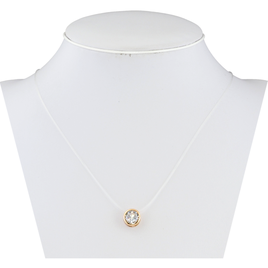 Кулон на силиконовой леске Xuping Позолота 18K Фианит, ø 8мм длина 45-50см х 1мм фото №1