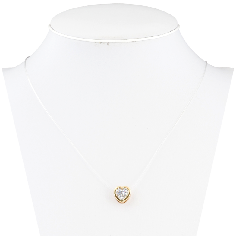 Кулон на силіконовій волосіні Xuping Позолота 18K Кришталеве серце, 9х9мм довжина 45-50см х 1мм фото №1