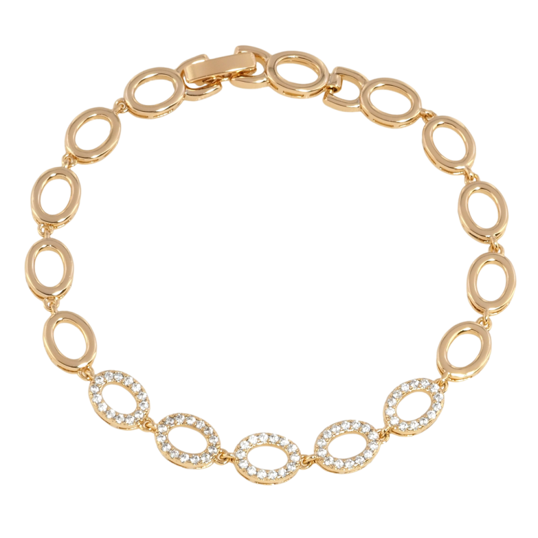 Браслет Xuping Позолота 18K Овальні ланки з цирконієм довжина 19см х 7мм фото №1 Браслет Xuping Позолота 18K Овальні ланки з цирконієм довжина 19см х 7мм фото №1