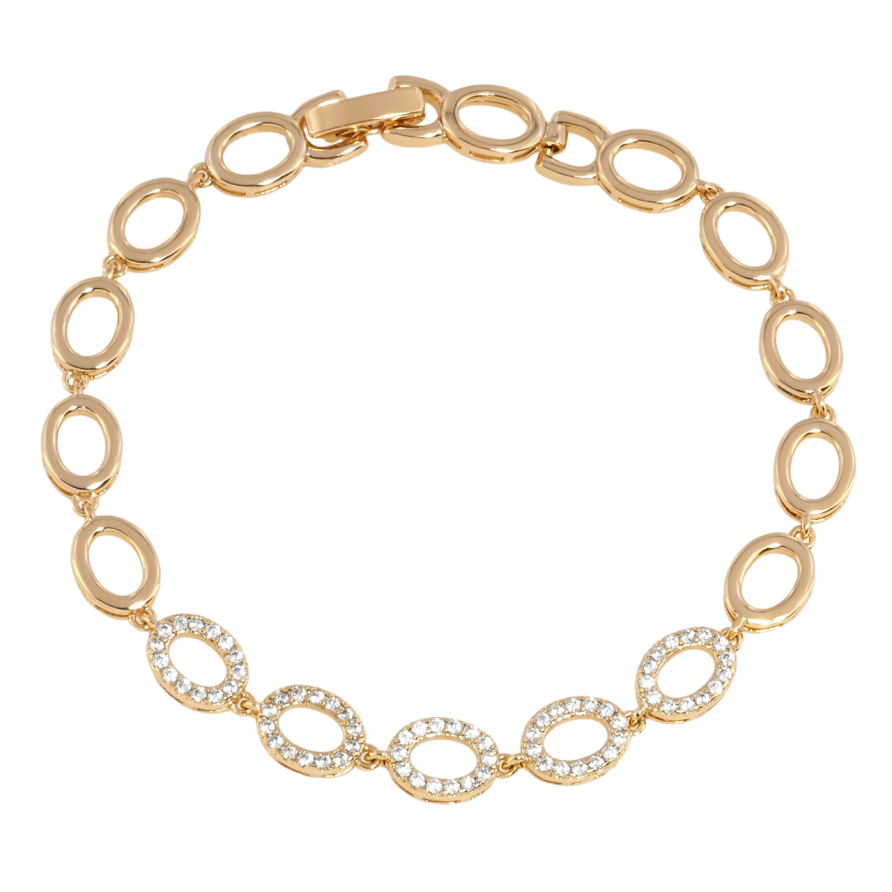 Браслет Xuping Позолота 18K Овальні ланки з цирконієм довжина 19см х 7мм фото №1