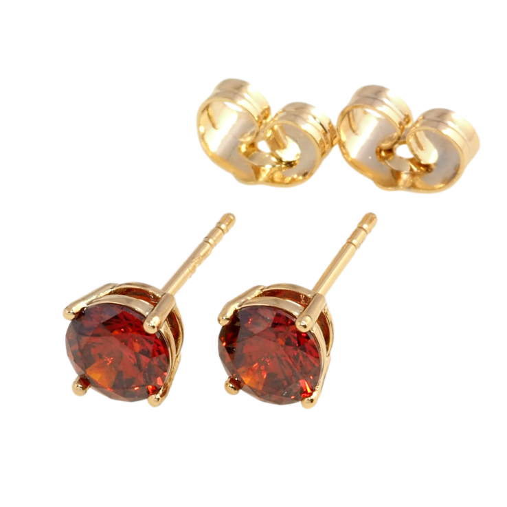 Сережки Xuping Позолота 18K пусети Червоні фіаніти в 4-х крапановій оправі ø 6мм фото №11