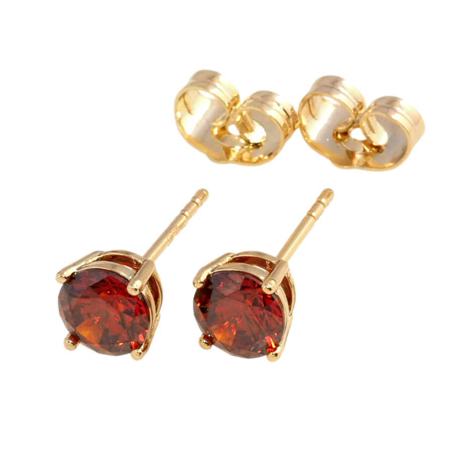 Сережки Xuping Позолота 18K пусети Червоні фіаніти в 4-х крапановій оправі ø 6мм фото №1 Сережки Xuping Позолота 18K пусети Червоні фіаніти в 4-х крапановій оправі ø 6мм фото №1