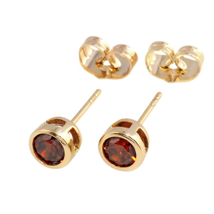 Серьги Xuping Позолота 18K пусеты Красные фианиты в ободковой оправе ø 6мм фото №16