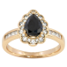 Кольцо Xuping Позолота 18K Черная кристальная капелька в обрамлении циркония фото №1