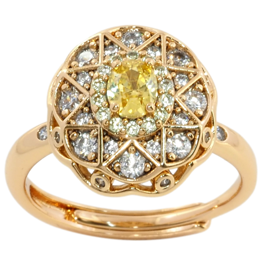Кольцо Xuping Позолота 18K Цветочный узор с цирконием и желтым фианитом фото №1