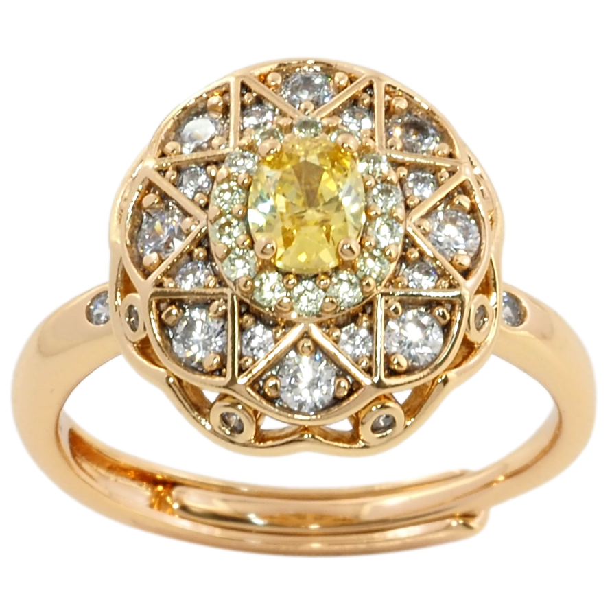 Каблучка Xuping Позолота 18K Квітковий візерунок з цирконієм та жовтим фіанітом фото №1 Каблучка Xuping Позолота 18K Квітковий візерунок з цирконієм та жовтим фіанітом фото №1