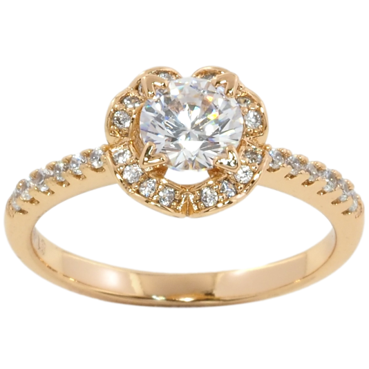 Кольцо Xuping Позолота 18K Фианит в оправе сердечки фото №1