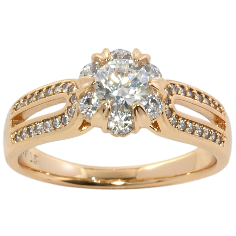 Каблучка Xuping Позолота 18K Кристальна квіточка фото №1