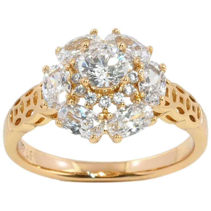 Каблучка Xuping Позолота 18K Кристальна квітка фото №9 Каблучка Xuping Позолота 18K Кристальна квітка фото №9