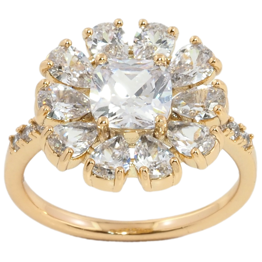 Каблучка Xuping Позолота 18K Кристальна квітка фото №1 Каблучка Xuping Позолота 18K Кристальна квітка фото №1