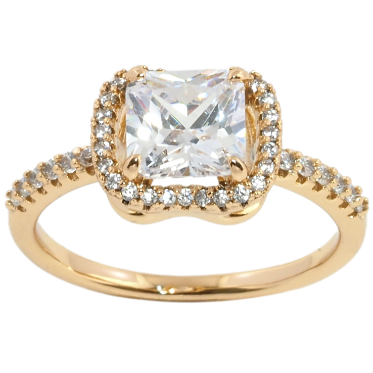 Каблучка Xuping Позолота 18K Фіаніт в обрамленні цирконію фото №3 Каблучка Xuping Позолота 18K Фіаніт в обрамленні цирконію фото №3