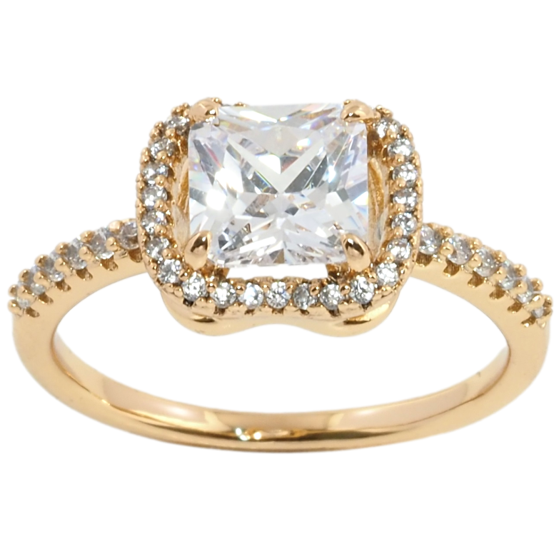 Каблучка Xuping Позолота 18K Фіаніт в обрамленні цирконію фото №1 Каблучка Xuping Позолота 18K Фіаніт в обрамленні цирконію фото №1