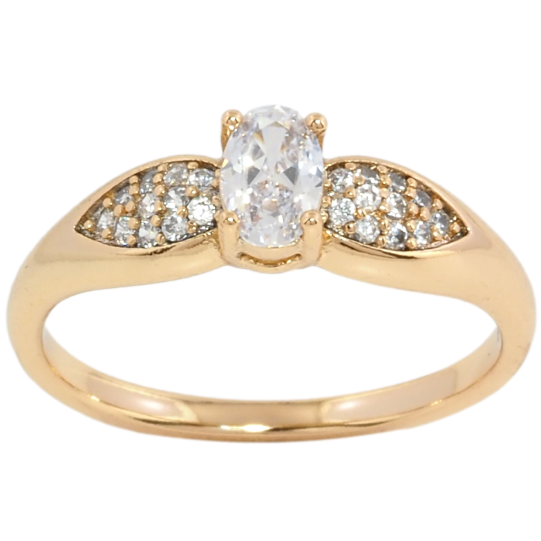 Кольцо Xuping Позолота 18K Фианит с лепестками фото №1