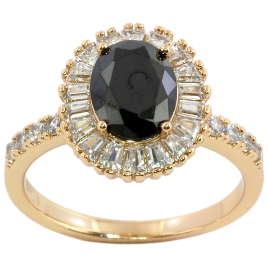 Кольцо Xuping Позолота 18K Черный фианит в обрамлении циркония фото №1