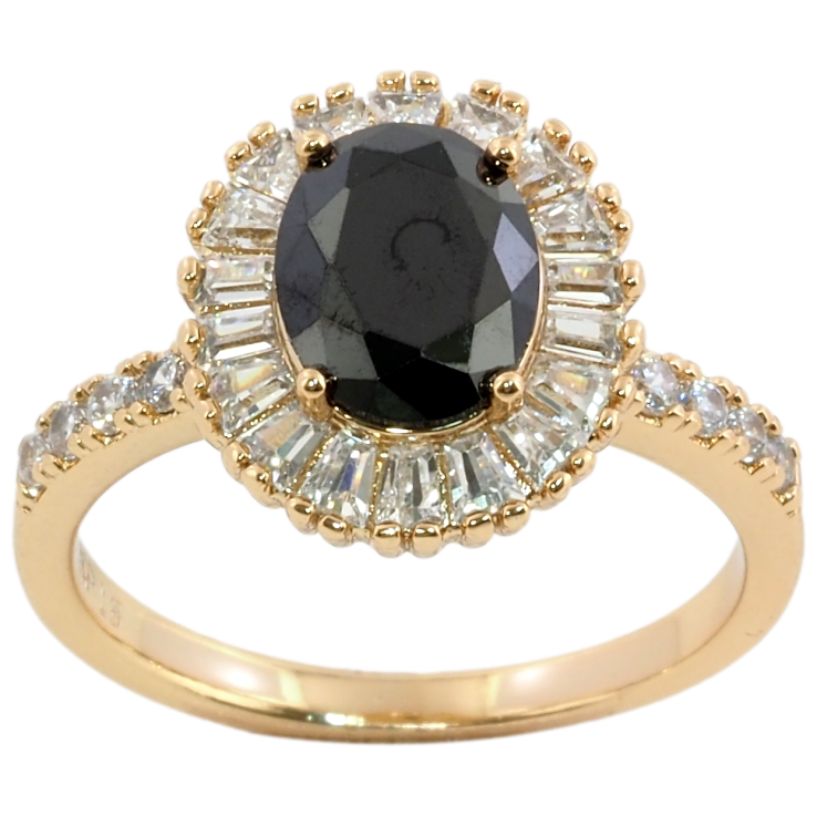 Каблучка Xuping Позолота 18K Чорний фіаніт в обрамленні цирконію фото №7 Каблучка Xuping Позолота 18K Чорний фіаніт в обрамленні цирконію фото №7