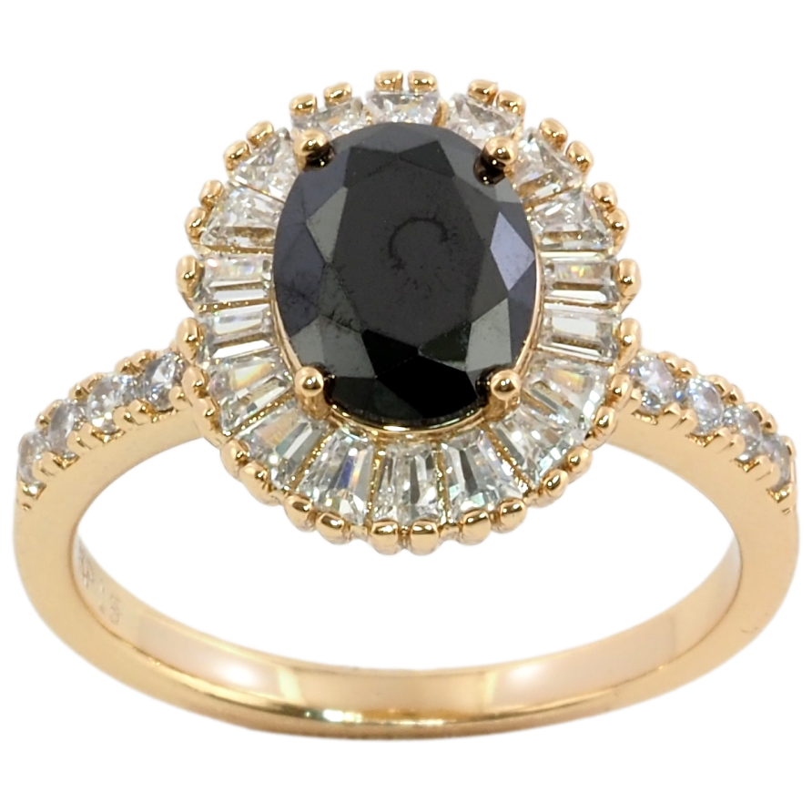 Каблучка Xuping Позолота 18K Чорний фіаніт в обрамленні цирконію фото №1