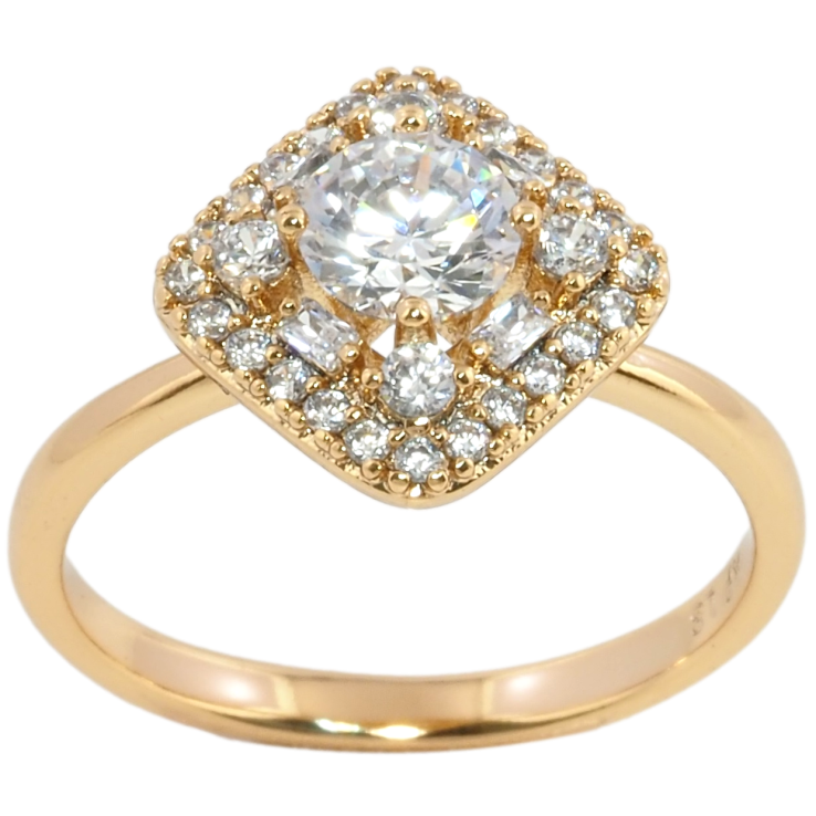 Каблучка Xuping Позолота 18K Ромб інкрустація цирконієм фото №5 Каблучка Xuping Позолота 18K Ромб інкрустація цирконієм фото №5