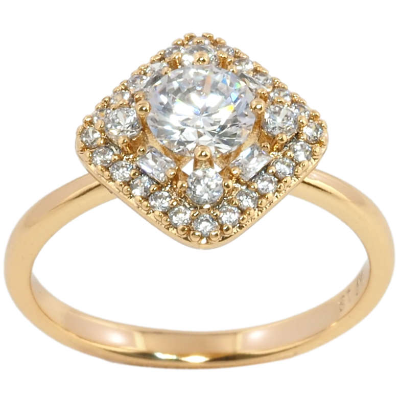 Кольцо Xuping Позолота 18K Ромб инкрустация цирконием фото №1