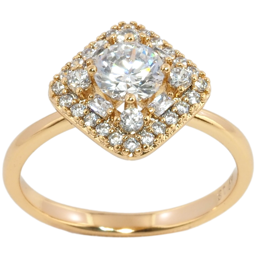 Кольцо Xuping Позолота 18K Ромб инкрустация цирконием фото №1