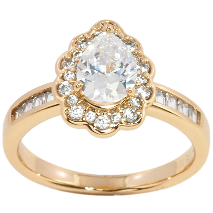 Каблучка Xuping Позолота 18K Кришталева крапелька фото №6 Каблучка Xuping Позолота 18K Кришталева крапелька фото №6