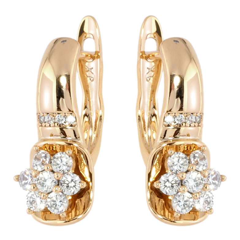 Серьги Xuping Позолота 18K английский замок Кристальные цветочки фото №1