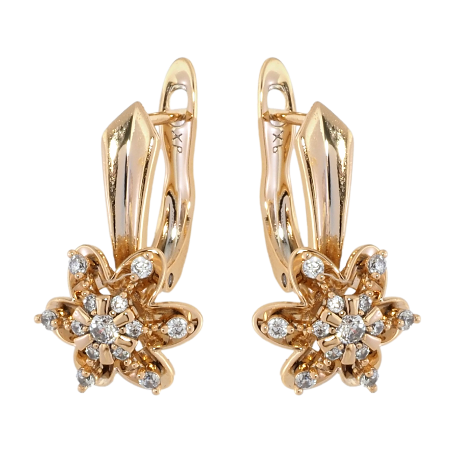 Серьги Xuping Позолота 18K английский замок Цветочки с цирконием фото №1 Серьги Xuping Позолота 18K английский замок Цветочки с цирконием фото №1