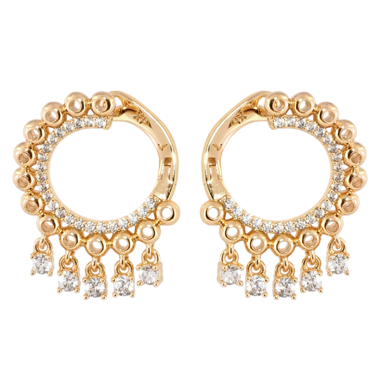 Серьги Xuping Позолота 18K английский замок Декоративные колечки с кристальными подвесками фото №1