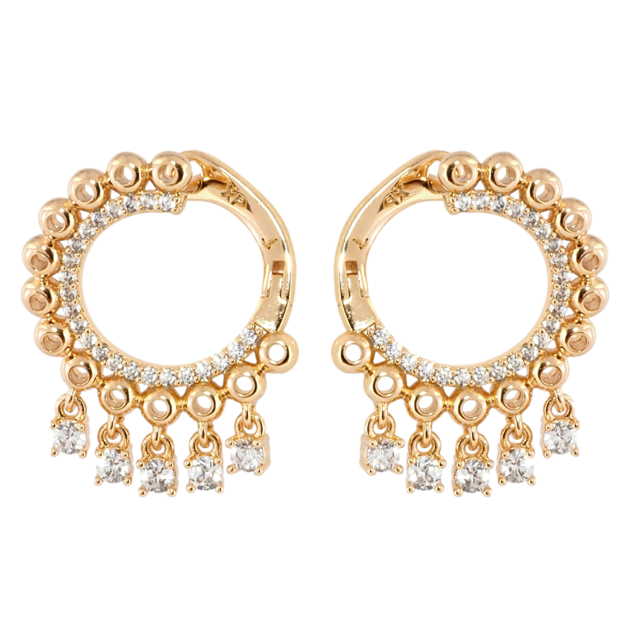 Серьги Xuping Позолота 18K английский замок Декоративные колечки с кристальными подвесками фото №1