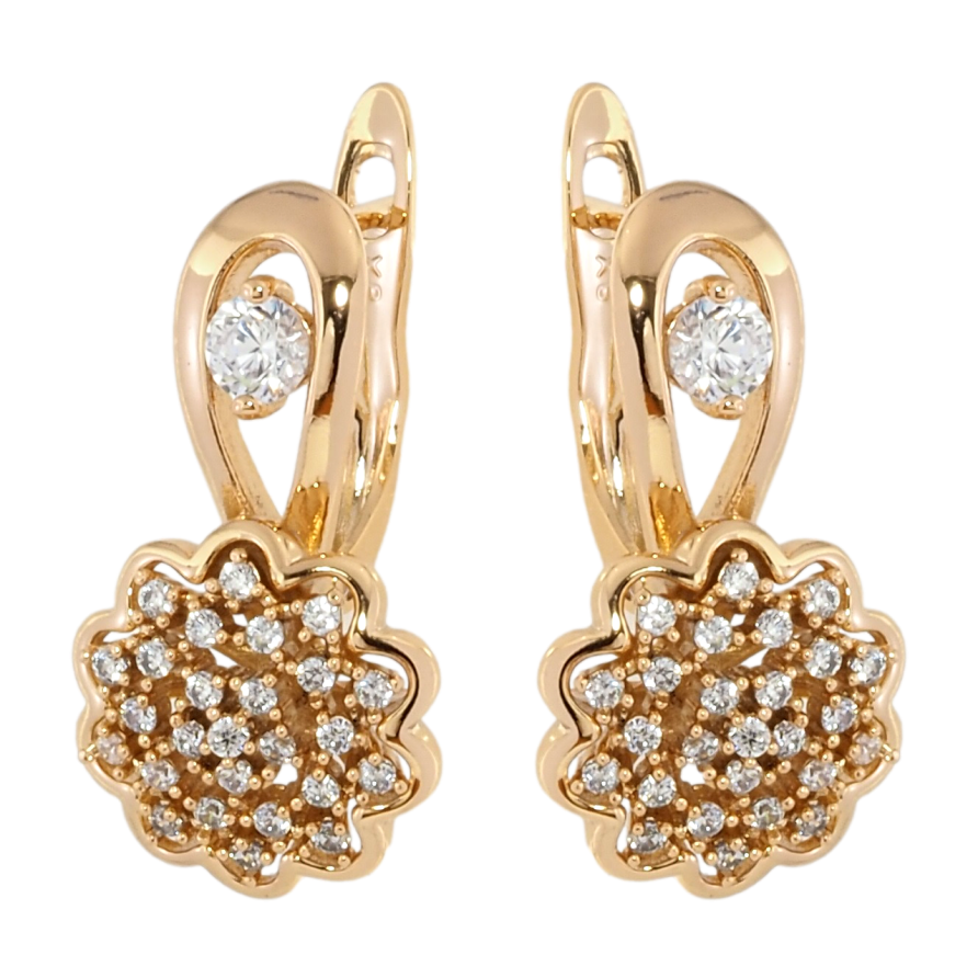 Сережки Xuping Позолота 18K англійський замок Квіточки з інкрустацією цирконієм фото №1 Сережки Xuping Позолота 18K англійський замок Квіточки з інкрустацією цирконієм фото №1
