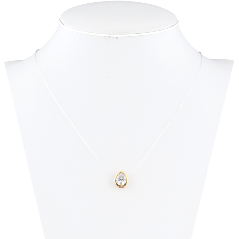 Кулон на силіконовій волосіні Xuping Позолота 18K Кришталева крапелька, 8х10мм довжина 45-50см х 1мм фото №1 Кулон на силіконовій волосіні Xuping Позолота 18K Кришталева крапелька, 8х10мм довжина 45-50см х 1мм фото №1