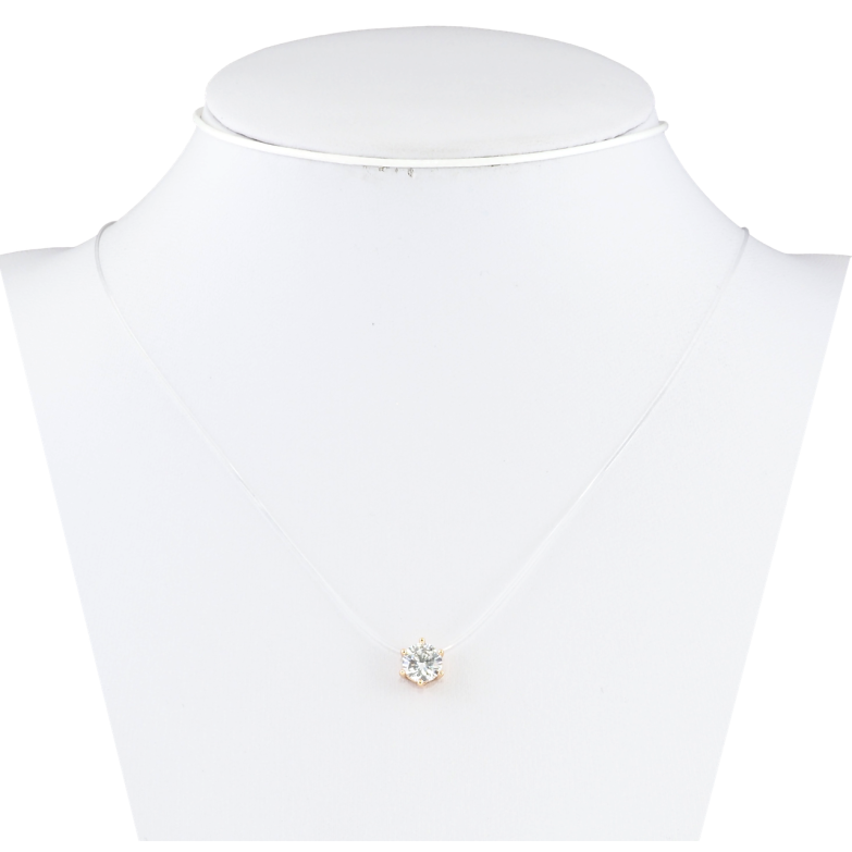 Кулон на силіконовій волосіні Xuping Позолота 18K Фіаніт, ø 6мм довжина 45-48см х 1мм фото №1