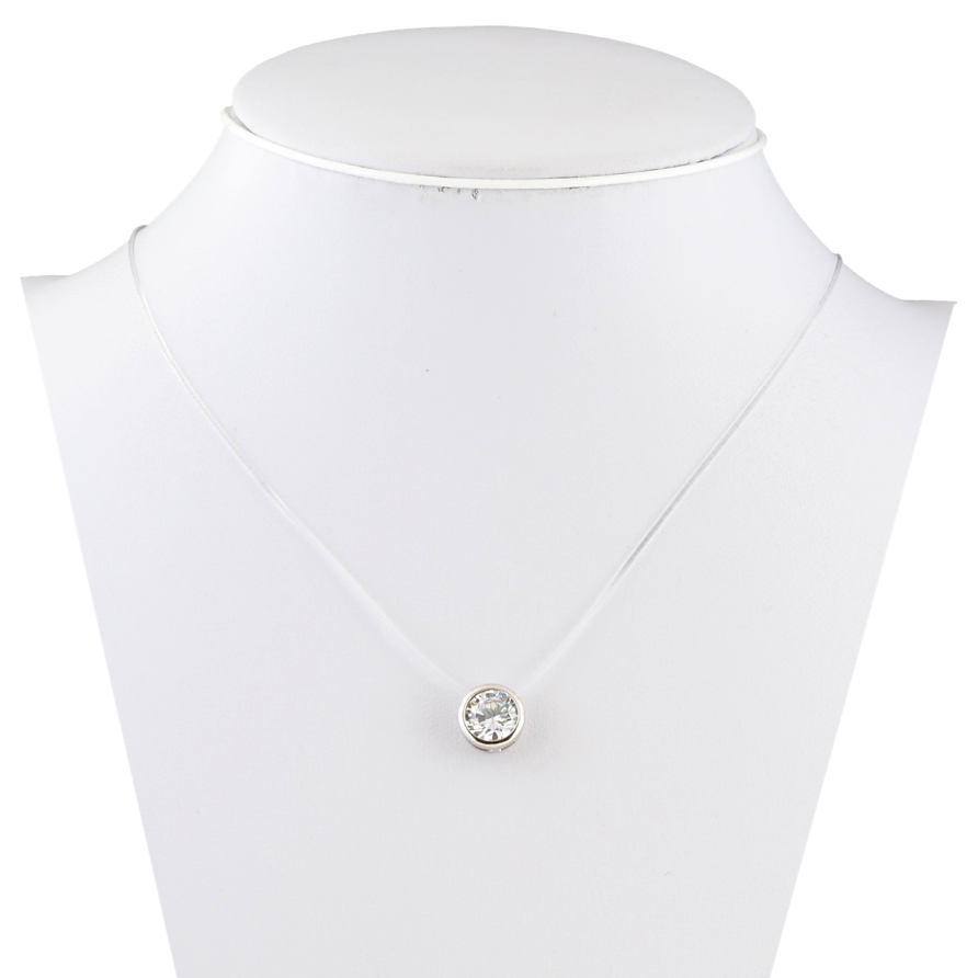 Подвеска на силиконовой леске Xuping Родий Фианит, ø 8мм длина 45-48см х 1мм фото №1