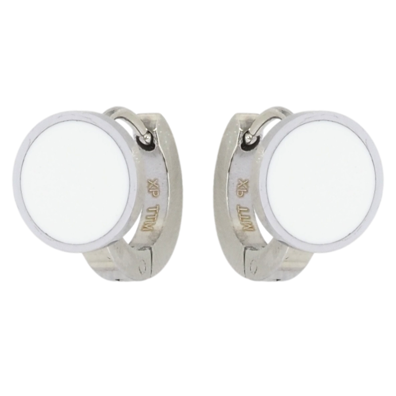 Сережки Xuping TTM Stainless Steel колір Родій колечка Кола з білою емаллю фото №1
