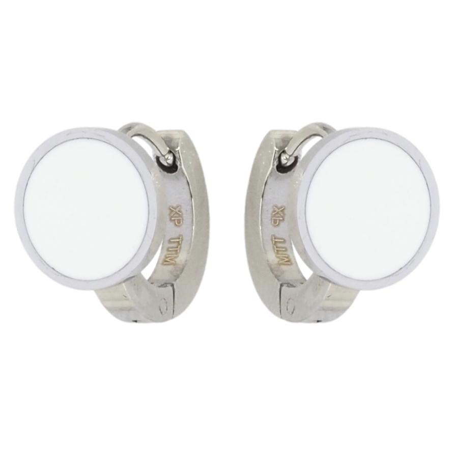 Сережки Xuping TTM Stainless Steel колір Родій колечка Кола з білою емаллю фото №1