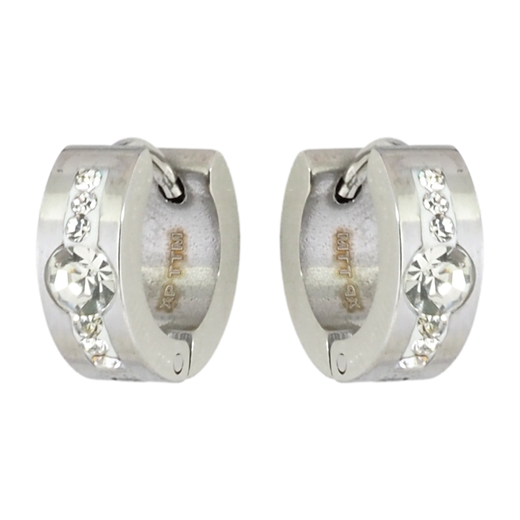 Сережки Xuping TTM Stainless Steel колір Родій колечка Дорожки циркония фото №21