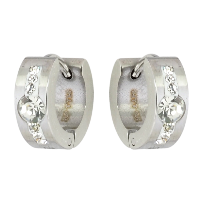 Сережки Xuping TTM Stainless Steel колір Родій колечка Дорожки циркония фото №1