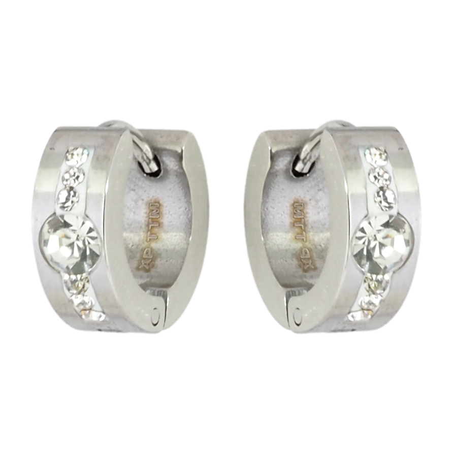 Сережки Xuping TTM Stainless Steel колір Родій колечка Дорожки циркония фото №1