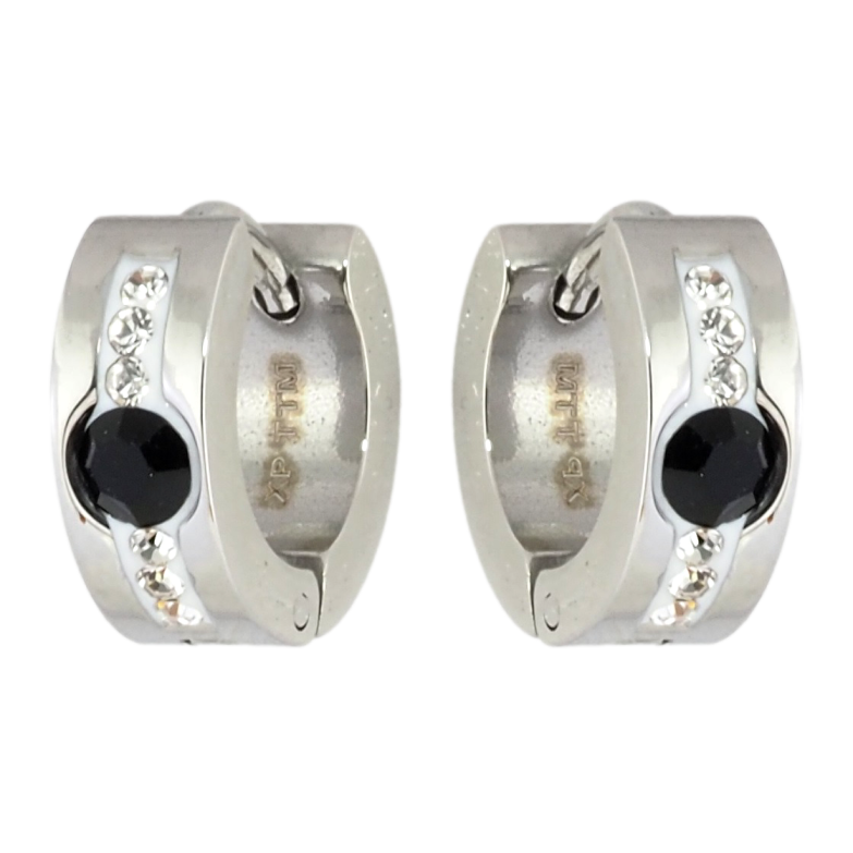 Сережки Xuping TTM Stainless Steel колір Родій колечка Доріжки цирконію з фіанітами фото №1