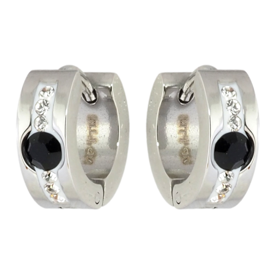 Сережки Xuping TTM Stainless Steel колір Родій колечка Доріжки цирконію з фіанітами фото №1