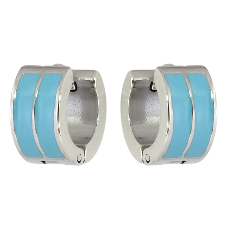 Серьги Xuping TTM Stainless Steel цвет Родий колечки Узор бирюзовой эмалью фото №13