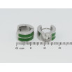 Сережки Xuping TTM Stainless Steel колір Родій колечка Візерунок зеленою емаллю фото №2