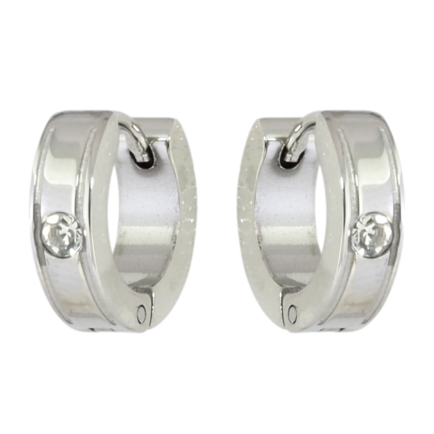 Серьги Xuping TTM Stainless Steel цвет Родий колечки Узор с вставкой цирконием фото №1