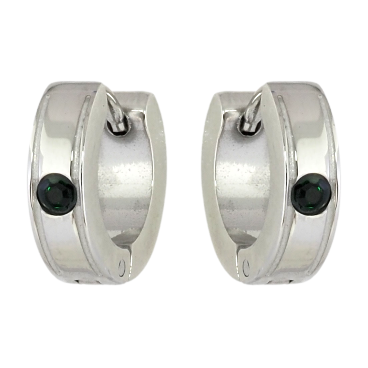 Серьги Xuping TTM Stainless Steel цвет Родий колечки Узор с вставкой зеленый цирконий фото №10