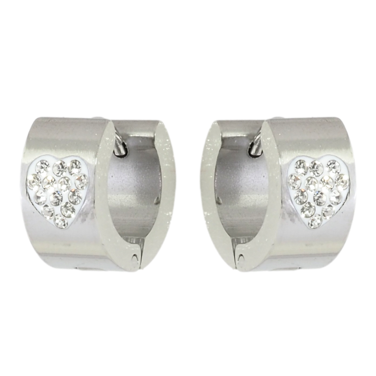 Сережки Xuping TTM Stainless Steel колір Родій колечка Візерунок серця із цирконію фото №25