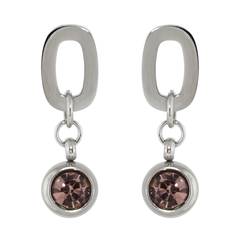 Серьги Xuping TTM Stainless Steel цвет Родий пусеты Подвески с розовыми кристаллами фото №1