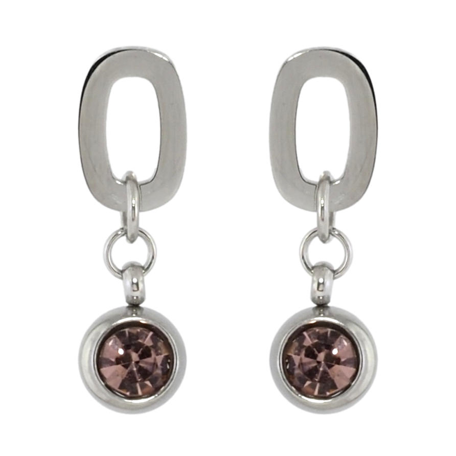 Серьги Xuping TTM Stainless Steel цвет Родий пусеты Подвески с розовыми кристаллами фото №1