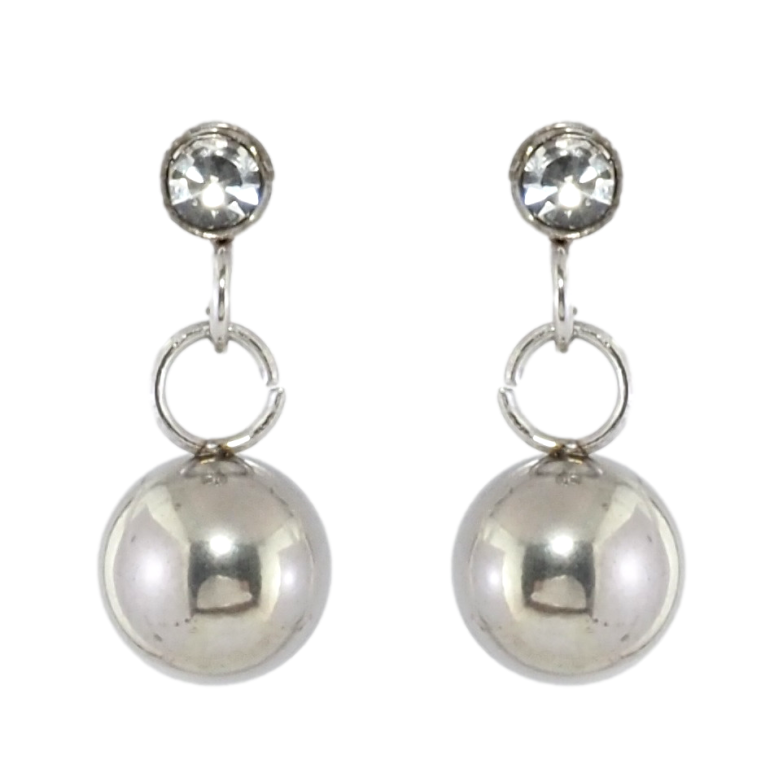 Серьги Xuping TTM Stainless Steel цвет Родий пусеты Подвески шарики на кристаллах фото №1